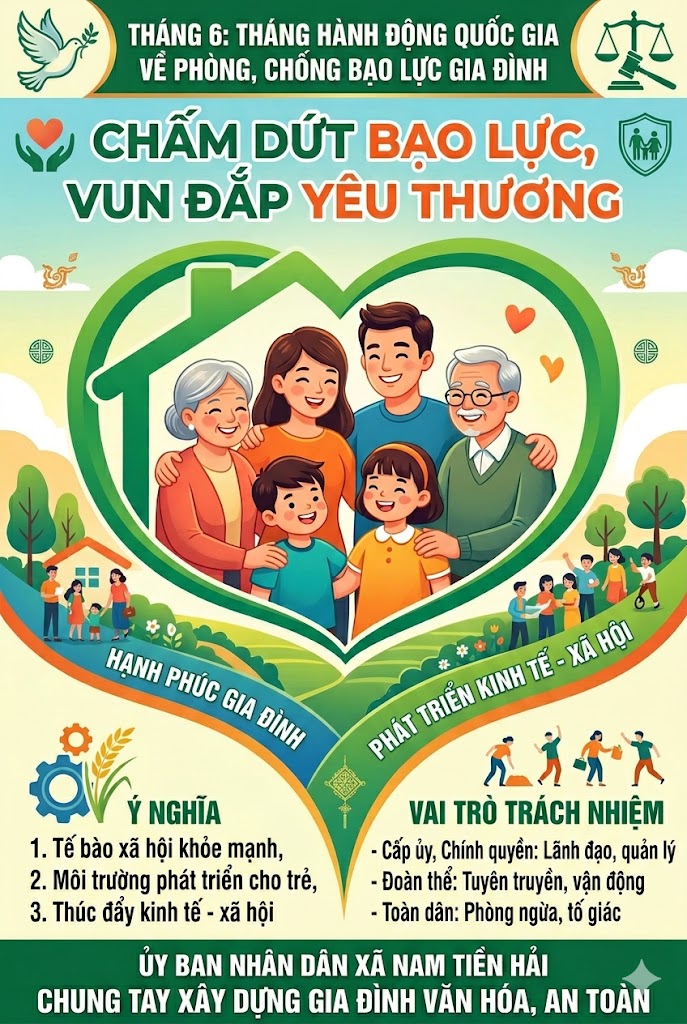 BÀI TUYÊN TRUYỀN:HƯỞNG ỨNG THÁNG HÀNH ĐỘNG QUỐC GIA VỀ PHÒNG, CHỐNG BẠO LỰC GIA ĐÌNH NĂM 2026