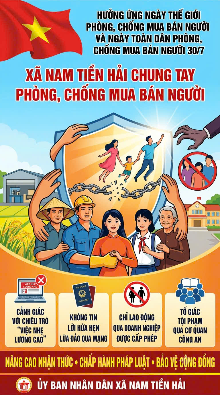 Hãy nâng cao cảnh giác chung tay phòng chống mua bán người vì một xã hội an toàn- Hưởng ứng Ngày thế giới phòng, chống mua bán người và Ngày toàn dân phòng, chống mua bán người 30/7