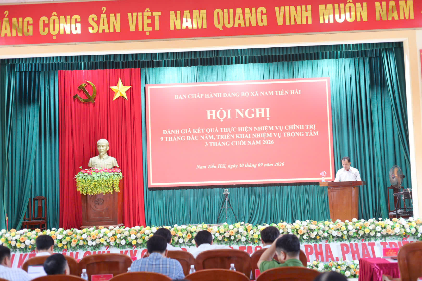 XÃ NAM TIỀN HẢI TỔ CHỨC HỘI NGHỊ BCH ĐẢNG BỘ MỞ RỘNG ĐÁNH GIÁ KẾT QUẢ THỰC HIỆN NHIỆM VỤ CHÍNH TRỊ 9 THÁNG ĐẦU NĂM VÀ TRIỂN KHAI PHƯƠNG HƯỚNG 3 THÁNG CUỐI NĂM 2026