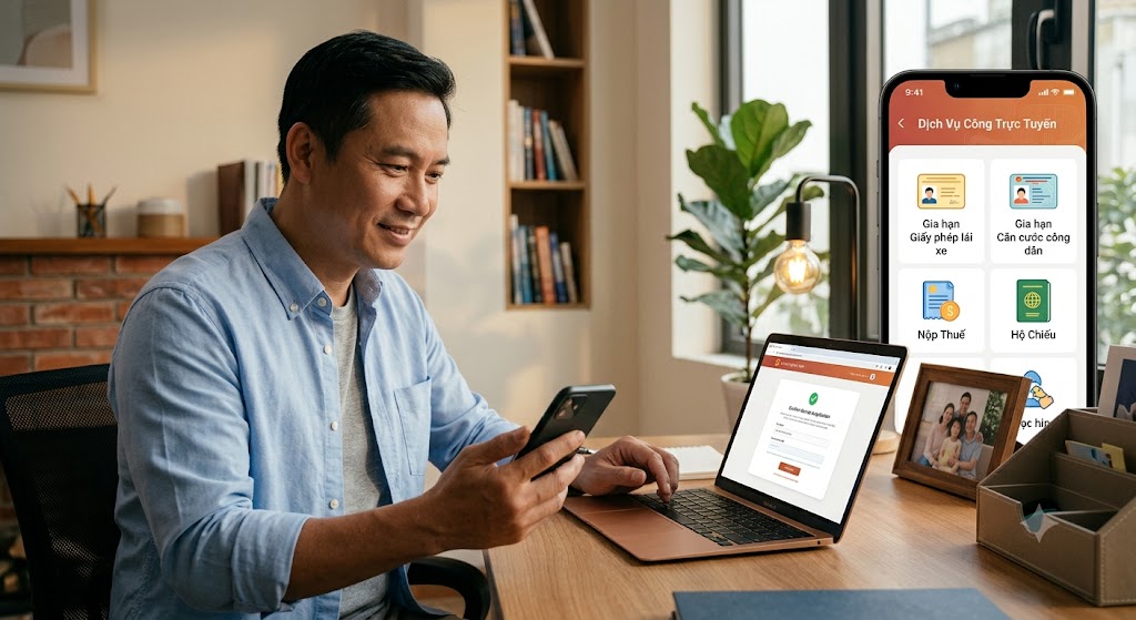 HƯỚNG DẪN CẤP ĐỔI GIẤY PHÉP LÁI XE, CĂN CƯỚC VÀ XÁC NHẬN THÔNG TIN CƯ TRÚ NGAY TẠI NHÀ