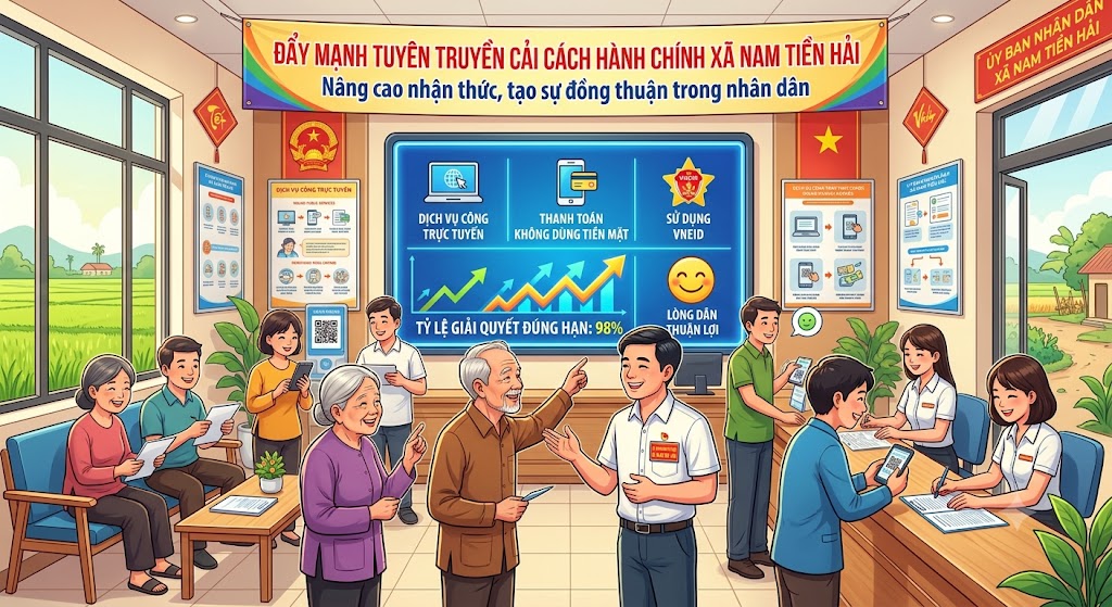 ĐẨY MẠNH TUYÊN TRUYỀN CẢI CÁCH HÀNH CHÍNH: NÂNG CAO NHẬN THỨC, TẠO SỰ ĐỒNG THUẬN TRONG  TOÀN THỂ NHÂN DÂN XÃ NAM TIỀN HẢI
