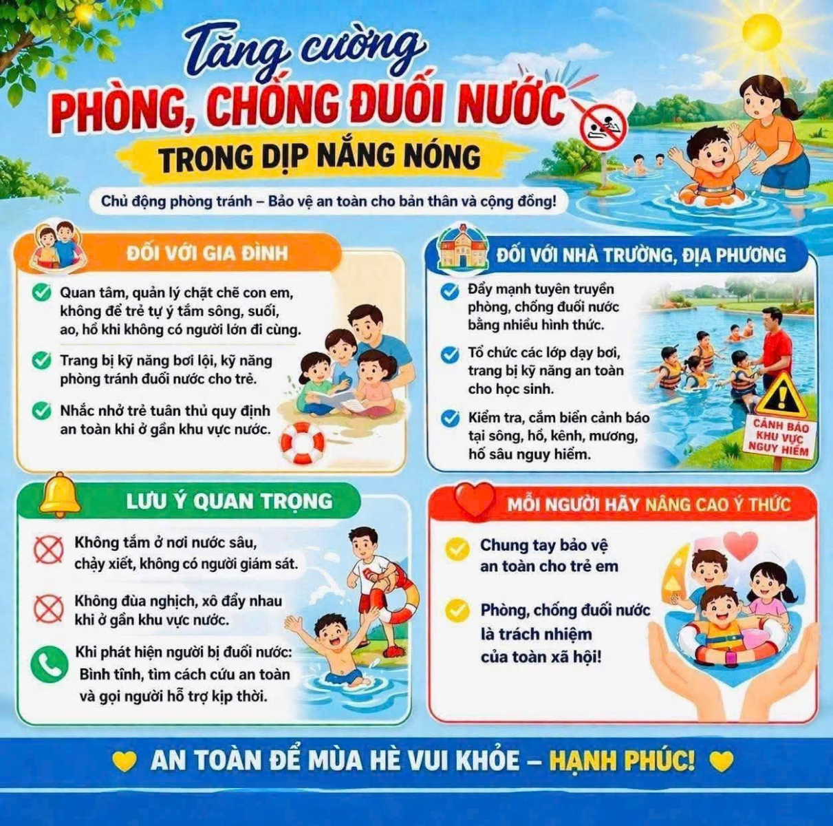 Tuyên truyền phòng, chống đuối nước dịp hè 2026