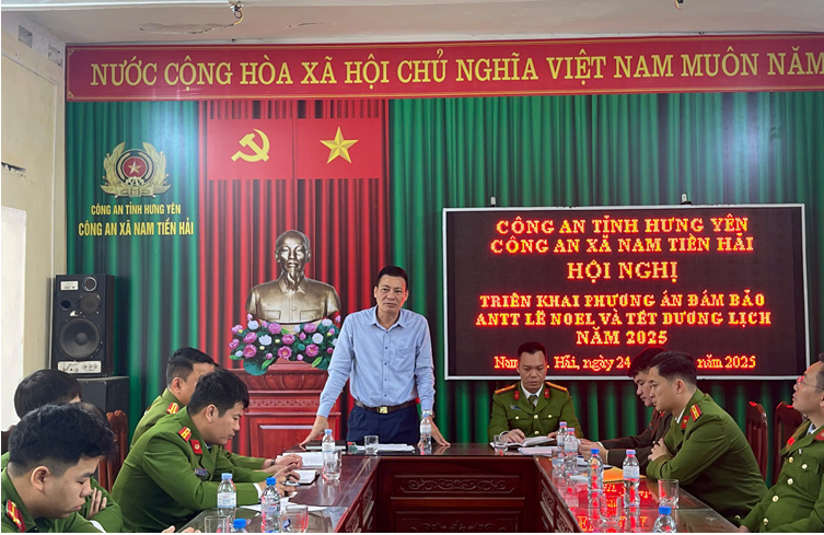 Công an xã Nam Tiền Hải tổ chức hội nghị triển khai phương án bảo đảm ANTT dịp Lễ Noel và Tết Dương lịch 2026